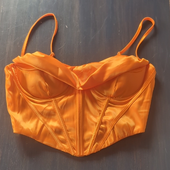SHEIN Tops - SHEIN Vibrant Orange Satin Bra Top